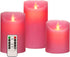 Aku Tonpa 3.15" x 4" 5" 6" Set of 3 Flameless Candles Battery Operated Pillar Real Wax Electric LED Candle Set with Remote Control and Timer (Pink)