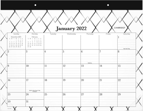 2022 Desk Calendar, Cambridge Desk Pad Calendar, 21-3/4" x 17", Standard, Monthly, Makenzie (1574-704)