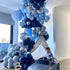 Wecepar 168pcs DIY Balloons Garland with Night Blue Macaron Blue Metallic Sliver Grey Balloon Arch Garland For Jungle Safari Theme Party Woodland , Weddings , Birthday Parties , Baby shower Party Decorations