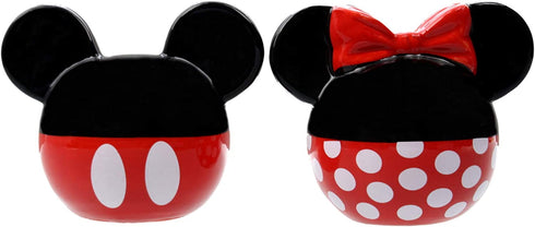 Disney Salt and Pepper Shakers Set Ceramic Minnie and Mickey Mouse Salt and Pepper Shakers, Perfect for Any Tabletop Easy to Fill Red/Black, Glossy Finish