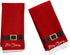 St. Nicholas Square Christmas Towels, Red Bath Hand Towel Set of 2, Mr. & Mrs. Claus with Santa Belt Decorative Design 25 x 16 Inches Bathroom Decorating for The Holidays