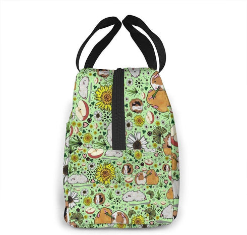 Guinea Pigs And Flowers Lunch Bag For Women Girls Kids Insulated Picnic Pouch Thermal Cooler Tote Bento Large Meal Prep Cute Bag Big Leakproof Soft Bags For Lunch Box, Camping, Travel, Fishing