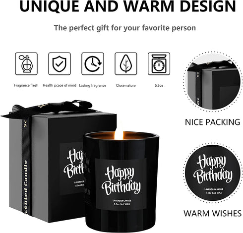 Happy Birthday Candles - Birthday Gifts for Mom,Friends,Sisters,Female,Girlfriend,Wife - Natural Soy Lavender Scented Candles for Women Her