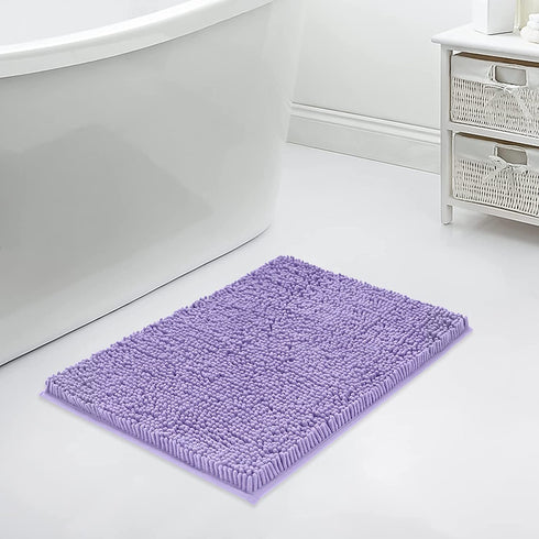 MAYSHINE Soft Plush Microfiber Bathroom Rug, Absorbent Machine Washable Chenille Bath Mat | Non-Slip Quick Dry Shag Carpet, Great for Bath, Shower, Bedroom, or Door Mat (Lavender, 17x24)