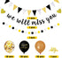 We Will Miss You Banner Coworker Going Away Farewell Decorations Gold Black Glitter Dot Circle Garland Triangle Flag Banner For Goodbye, Retirement, Job Change, later traitor party supplies