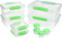 Sistema | 6 Plastic Lids | 4 Dressing to Go Pots | BPA-Free | 10 Freezer/Fridge/Pantry Klip IT Food Storage Containers, Assorted, Clear/Green