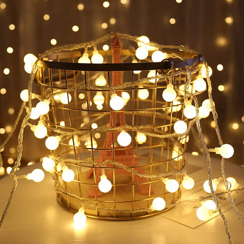 33Ft 100 LED Mini Ball String Lights, Fairy Lights with Remote, 8 Lighting Modes and Timer Function for Bedroom, Garden, Patio, Wedding, Christmas Tree, Warm White