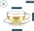 Teabloom Kyoto Teacup and Saucer Set 2-Pack Standard Teacup Size 6 OZ/ 180 ML Capacity Crystal Clear Design Healthful Premium Borosilicate Glass Heat Resistant, Microwave Safe