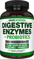 Digestive Enzymes with Probiotics - Multi Enzyme Nutritional Supplement - Acidophilus Bromelain Papaya Papain Lipase & Lactase - Improve Digestion - 120 Pills - Arazo Nutrition