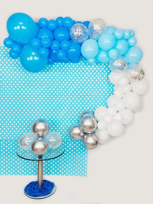 Blue Balloon Arch Kit 107+ pcs - 16 Ft Blue Balloon Garland Kit Dark Blue Balloons Water Blue White Chrome Silver Star Balloon Baby Shower Balloons Boy Birthday Party Globos Azules WF