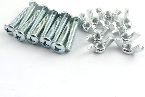 RuiLing 10 Sets Screw Bolts with Wing Nut Kit Zinc Plated Carbon Steel Mounting Hardware Fitting Fastenings- 10pcs 1/4"-20 Hand Tighten Wing Nuts + 10pcs 1/4"-20 x 1-1/4" Phillips Head Screw Bolt