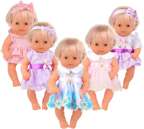 Fashion Doll Clothes 5 Set Complete Baby Doll Clothes for 12-14 Inch Doll Clothes with 12-14 Inch Reborn Baby Doll Clothes Accessories,My Life Doll Clothes,Our Generation Dolls Clothes