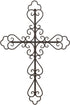 Lavish Home Handmade Short Flat White Mango Wood Vase Metal Cross Fleur De Lis Design-Rustic Handcrafted Religious Wall Art for Decor in Living Room, Bedroom, 15.5" x .7" x 23.3?, Black