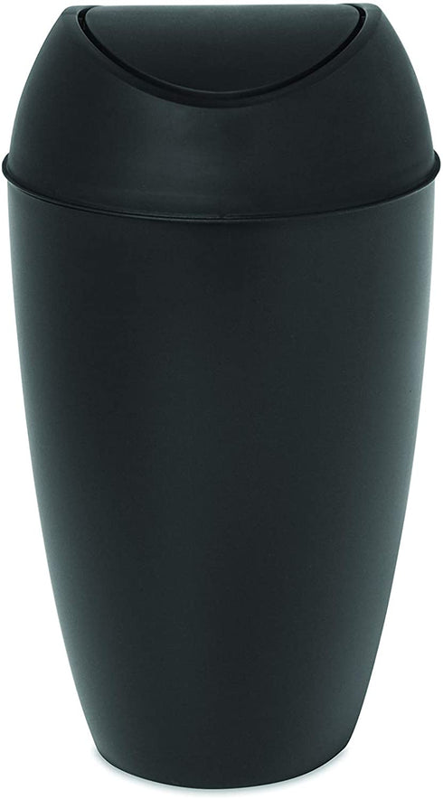 Umbra Twirla Trash Can with Swing-top Lid, 2.4 Gallon, Black