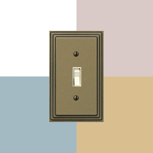 AMERELLE 84TTTRB Steps Triple Toggle Cast Metal Wallplate in Rustic Brass