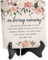LukieJac In Loving Memory Ceramic Tile with Wooden Stand, Remembrance Sympathy Gifts for Loss of Loved One- Bereavement/Condolences/Grief Gifts-Funeral Decor Sorry for Your Loss -Flowers(3 Options)
