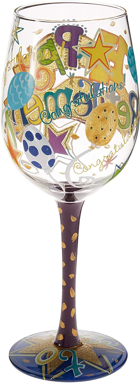 Lolita Happy Retirement Artisan Painted Wine Glass Gift