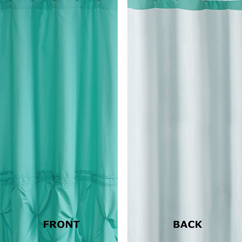 Comfort Spaces Cavoy Bathroom Pintuck Shower Tufted Ruffle Pattern Modern Elegant Microfiber Fabric Bath Curtains, 72"x72", Aqua,CS70-0102