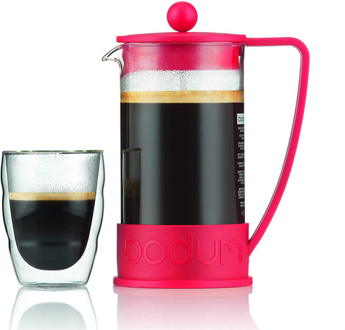Bodum Brazil French Press Coffee Maker with Borosilicate Glass Carafe, 34 Ounce, Warm Red