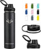 STACEGEELE Insulated Vacuum Water Bottle with Spout Lid & Screw on Top | Stainless Steel Flask For Kids Leak Proof Lightweight Eco Friendly 18oz / 24oz / 32 oz / 40oz(24oz Black)