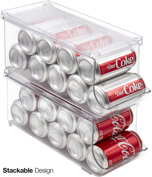 Sorbus Soda Can Organizer and Canned Food Bin Stackable Dispenser with Lid for Refrigerator, Pantry, Freezer Holds 9 Cans, BPA-Free, Clear Design (1-Pack)