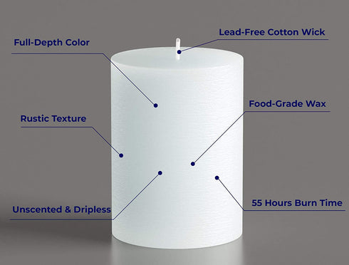 Melt Candle Co White Pillar Candles 3" x 4" Set of 3 Unscented for Weddings, Home Decoration, Relaxation, Church, Spa, Smokeless Cotton Wick