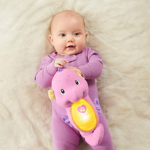Fisher-Price Soothe & Glow Seahorse, Pink, Plush Toy with Music, Ocean Sounds and Lights for Baby