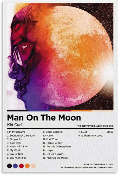 XIAOGEGE Kid Cudi Man On The Moon Music 2 Wall Art Picture Painting Poster Canvas Print Posters Artworks Bedroom Living Room Decor 16x24inch(40x60cm)