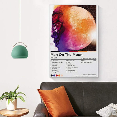 XIAOGEGE Kid Cudi Man On The Moon Music 2 Wall Art Picture Painting Poster Canvas Print Posters Artworks Bedroom Living Room Decor 16x24inch(40x60cm)
