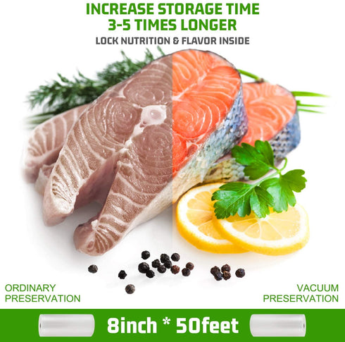 Entrige Vacuum Sealer Bags for Food, 8" x 50' Vacuum Sealer Rolls for Food Preservation Bags Rolls, BPA-Free Vacuum Food Storage Bags for Sous Vide Vacuum Bags, Seal A Meal Bags Rolls, 2 Packs