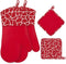 Bobalaly Silicone Oven Mitts and Pot Holders Set 500 F Heat Resistant Oven Gloves Flexible for Kitchen Cooking Baking Grilling Microwave with Quilted Liner BPA Free Non-Slip (Red)