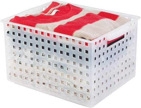 iDesign Modulon X/6 BPA-Free Recycled Plastic Large Stackable Basket, 11.2" x 14.3" x 8.1", Frost