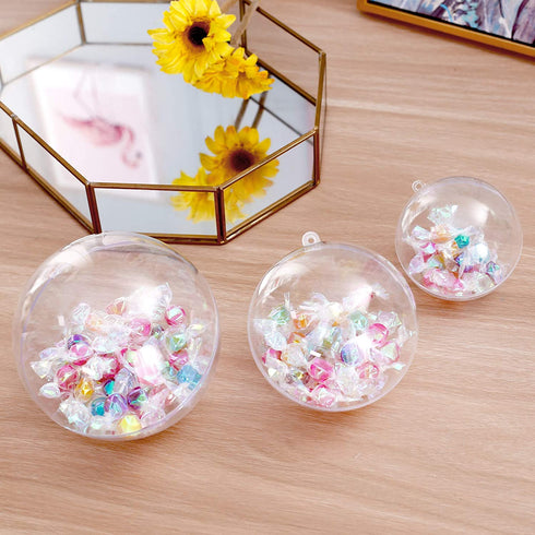 AMS 10pcs Christmas DIY Clear Thickeness Acrylic Fillable Balls, Plastic Clear Plastic Ornaments Balls Fillable Wedding Party Decor for Wedding,Thanksgiving,Party(4.72˜™, Clear)