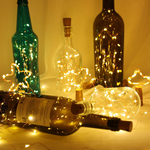 Olafus Wine Bottle Lights, 24 Pack 20 LEDs Cork Lights for Wine Bottles, Mini Fairy Lights Copper Wire Micro Starry String Lights for Jars DIY Crafts Wedding Bar Decor Warm White