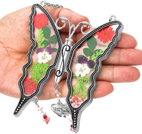 World`s Best Grandma New Butterfly SunCatcher Stained Glass Butterfly Sun Catcher Wind Chime for Windows for Grandma Happy Mother`s Day Valentine's Day Birthday Christmas Thanksgiving Gift