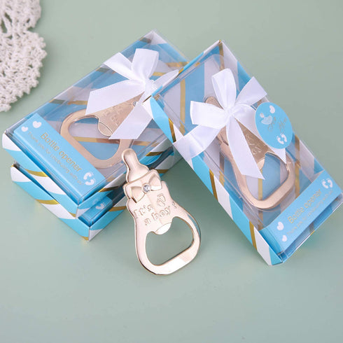 12 Pack Baby Shower Party Favors Botttle Opener for Guest,Baby Shower Souvenir Baby Shower Favors for Boy Bottle Opener for Birthday Keepsake Creative Party Decoration (Blue, 12)