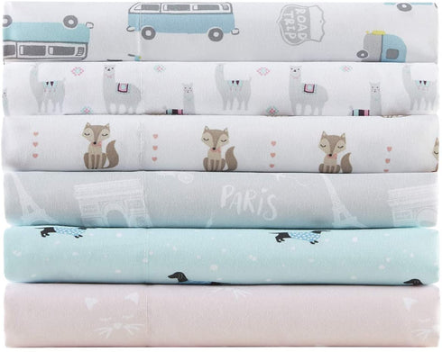 Intelligent Design Microfiber Wrinkle Resistant, Soft Sheets with 12" Pocket Modern, All Season, Cozy Bedding-Set, Matching Pillow Case, Full, Novelty Grey Llamas