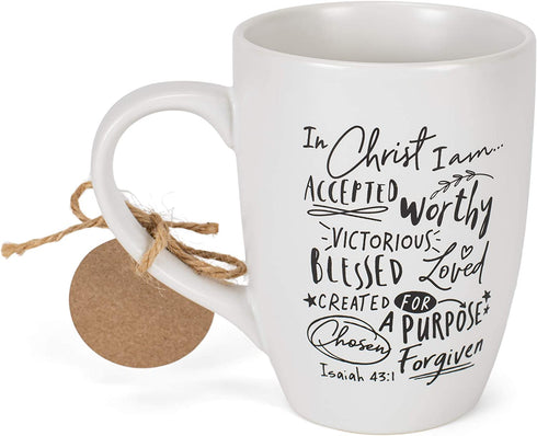 Accepted Worthy Chosen Loved Forgiven Whimsical White 14 Ounce Ceramic Mug