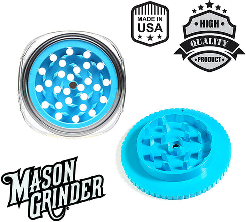 2 Piece Herb Grinder with Holes by Mason Grinder - Large Mouth - 2 Piece Herb Grinder with Holes - Fits on Wide Mason Jars (Jar Not Included)