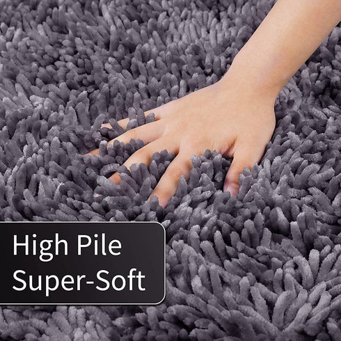 Yimobra Luxury Chenille Bath Rug, Extra Soft and Absorbent Shaggy Bathroom Mat, Machine Washable, Non-Slip Plush Rugs Carpet for Tub, Shower, and Bath Room, 31.5 x 19.8 Inches,Lavender Gray