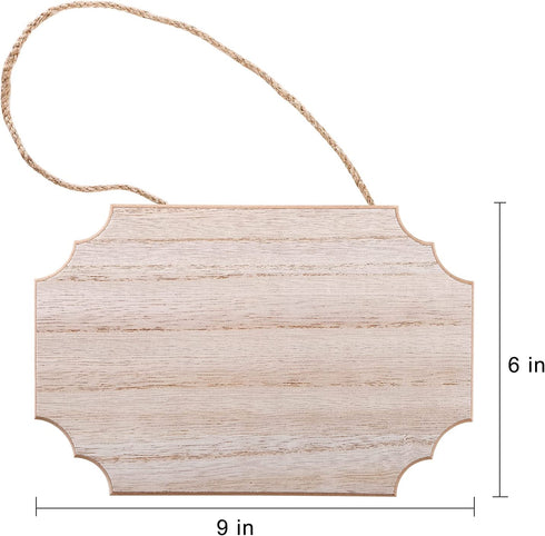 YOUEON 9 Pack Unfinished Hanging Wood Sign with Jute Ropes, 9 x 6 Inches Blank Hanging Wood Plaque, Blank Wood Signs for Crafts, Painting, Writing, Crafts Projects, 3 Styles, Brown