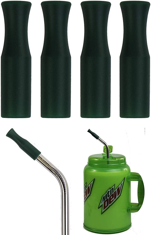 4 JUMBO 14" Stainless Steel 100 oz Straw + 4 Silicone Tips HUGE SUPER LONG Drinking Wide Insulated Whirley Travel Mug FOAM Truck Stop Cup (4 Jumbo Straws)