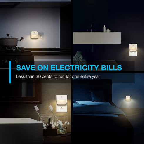 Vont 'Aura' LED Night Light (Plug-in) Super Smart Dusk to Dawn Sensor, Auto Night Lights Suitable for Bedroom, Bathroom, Toilet, Stairs, Kitchen, Hallway, Kids, Adults, Compact Nightlight (6 Pack)