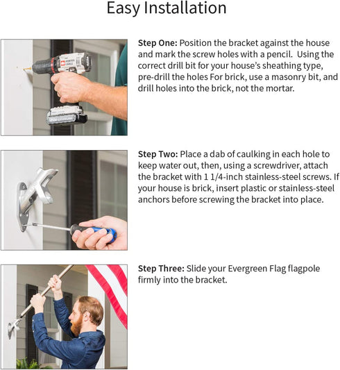 Evergreen Flag Two-Position Aluminum Silver Flag Pole Bracket