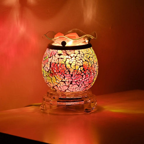ASAWASA Handcrafted Mosaic Candle Wax Warmer, Exquisite Scented Burner and Fragrance Melter, Also a Cozy Night Light for Home Kitchen Décor Aromatherapy Spa Yoga Gifts (Roland Purple)