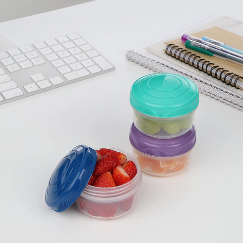 Sistema To Go Collection Mini Bites Small Food Storage Containers, 4.39 oz./130 mL, Pink/Green/Blue, 3 Count