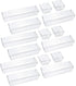 Kingrol 15 Pieces Clear Drawer Organizers, Drawer Divider Storage Bins, Desk Storage Box Set for Kitchen Utensils Bedroom Makeup Vanities Jewelries Office & Craft Supplies