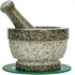 Mortar and Pestle Set - Double Sided Unpolished Granite Bowl - 6 Inch, 2 Cup Natural Heavy Molcajete Stone - With Counter Top Protective Pad - Made for a lifetime