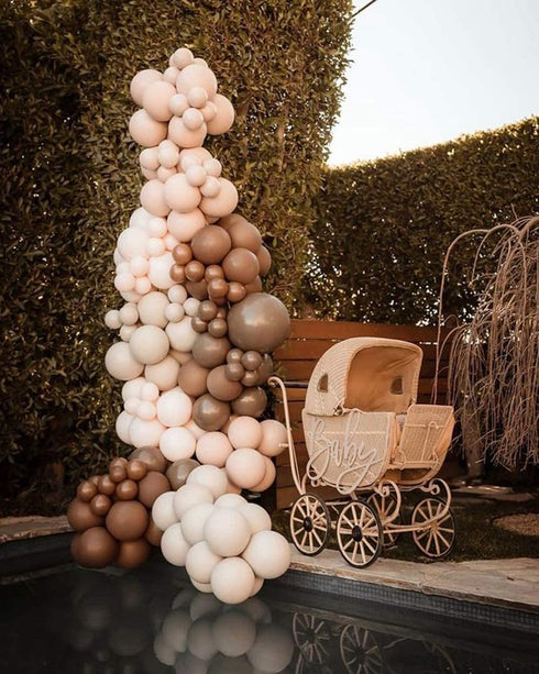 Brown Balloon Garland Arch Kit-149pcs Blush Brown White Gold Balloons for Baby&Bridal Shower, Birthday Party, Wedding, Grad, Anniversary Party