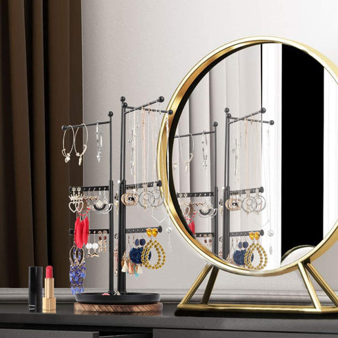 Jewelry Tower Organizer - Rotating Jewelry Tree Stand Organizer with 9 Tiers Adjustable Height Branches Display Holder for Necklace Bracelet Earring and Ring (Black)